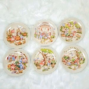 Vintage Country Kids 1991 Dessert Plates Set of 6 Porcelain Collection
